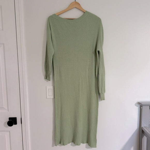 by egreis Dresses & Skirts - By Egreis Off The Shoulder Midi Sweater Dress Light Green Size Medium